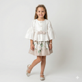 Girls' Refined 2-Piece Satin Peplum Set with Floral Print