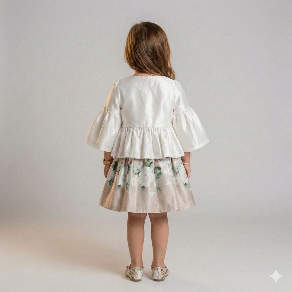Toddler Satin Peplum Top & Floral Skirt Set
