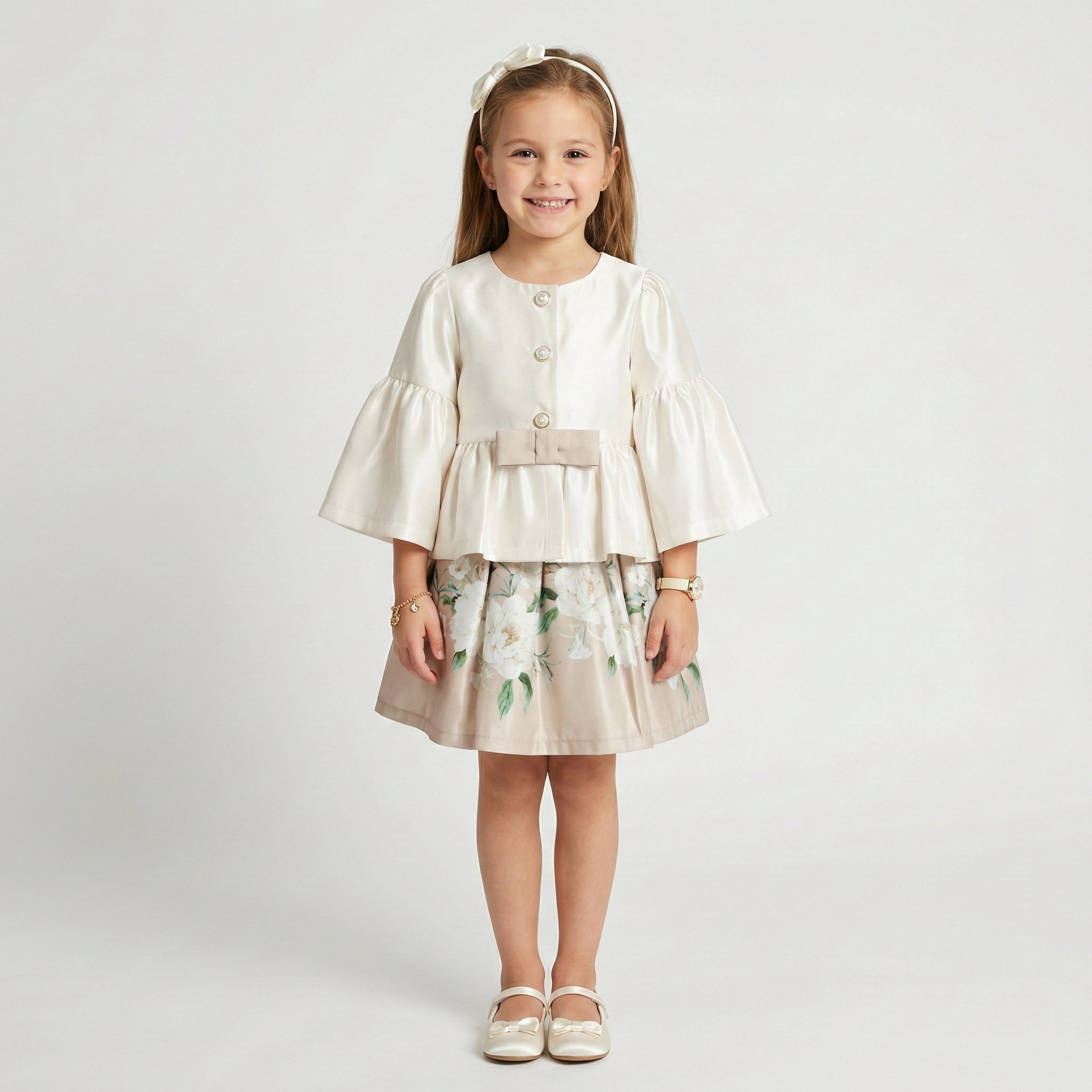 Girls' Clara Peplum Blazer & Botanical Bloom A-Line Dress Set