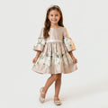 Girls’ Elegant Floral Satin Occasion Dress