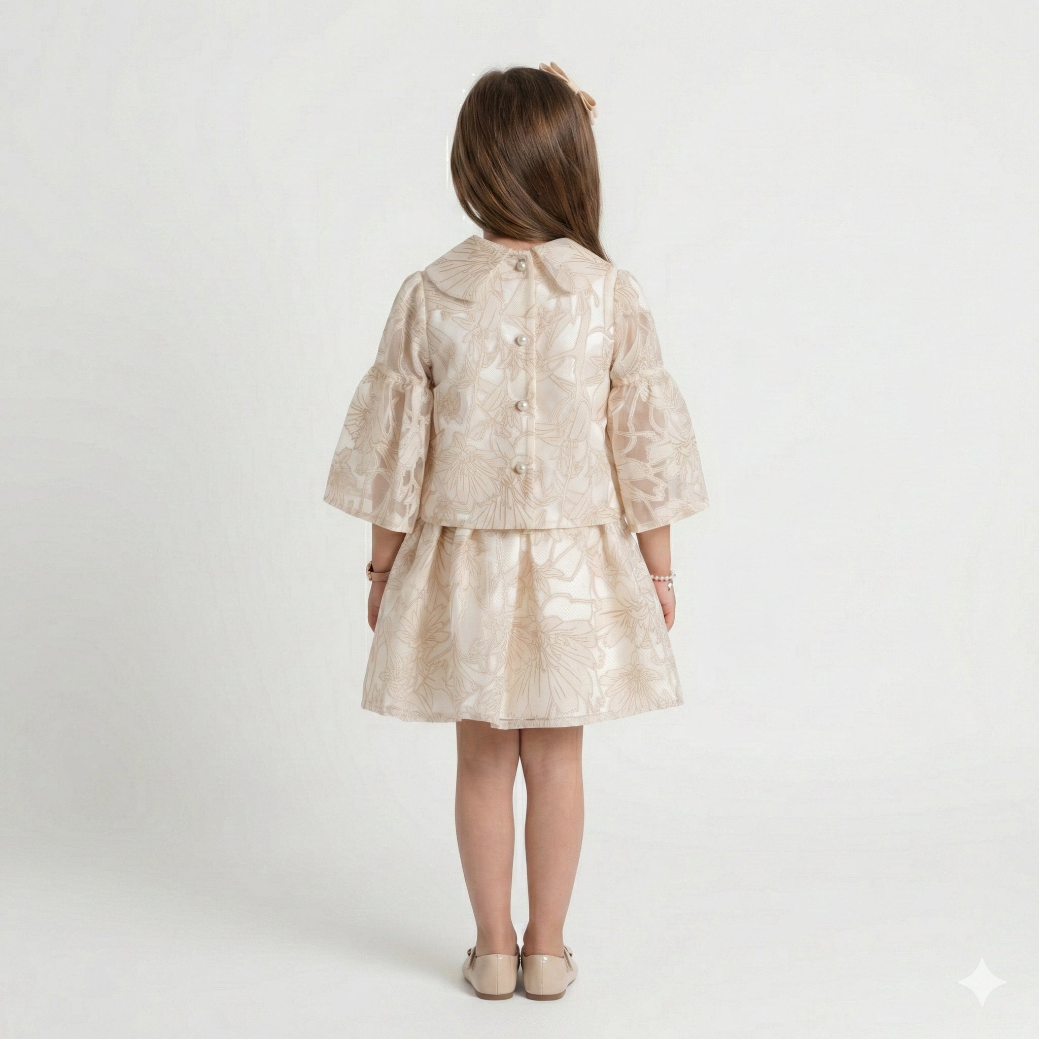 Girls' Genevieve Botanical Organza Blouse with Shimmer Trousers or Pleated Skirt