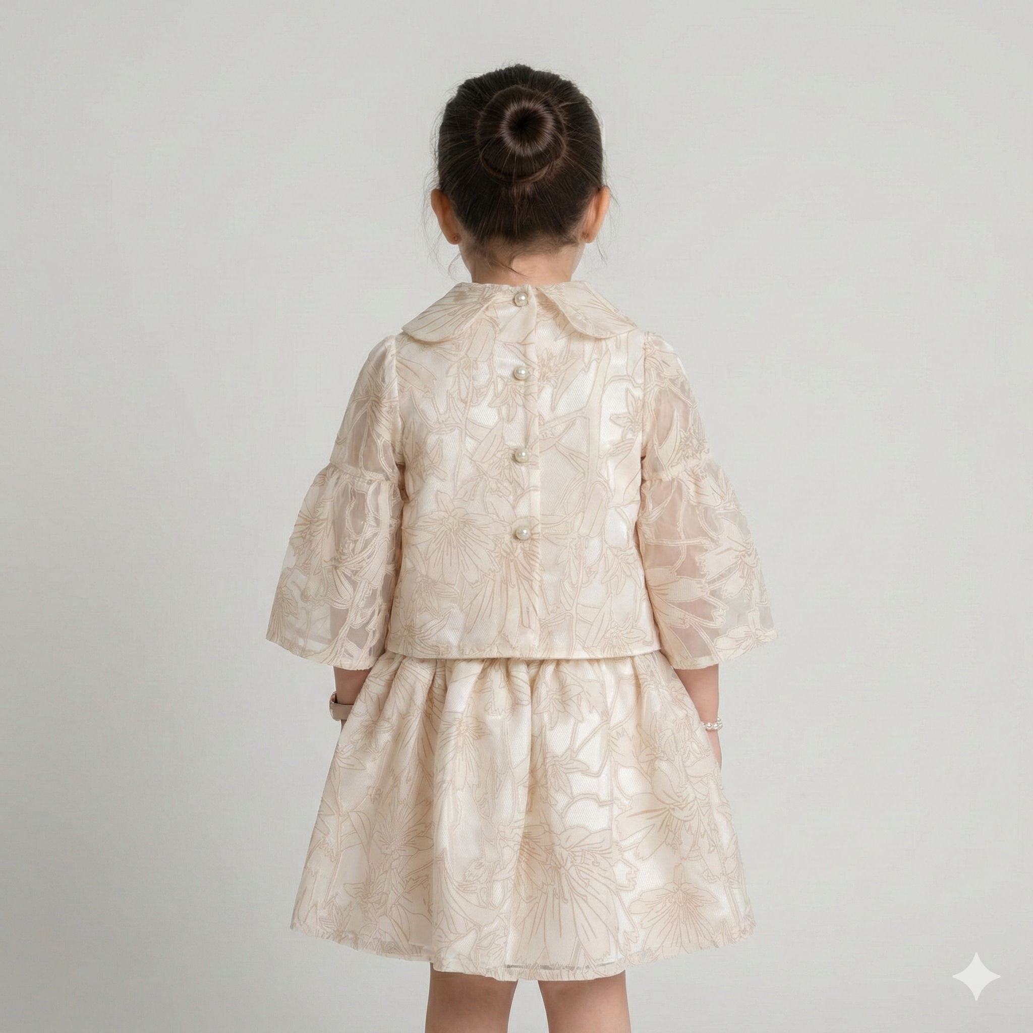 Girls' Genevieve Botanical Organza Blouse with Shimmer Trousers or Pleated Skirt