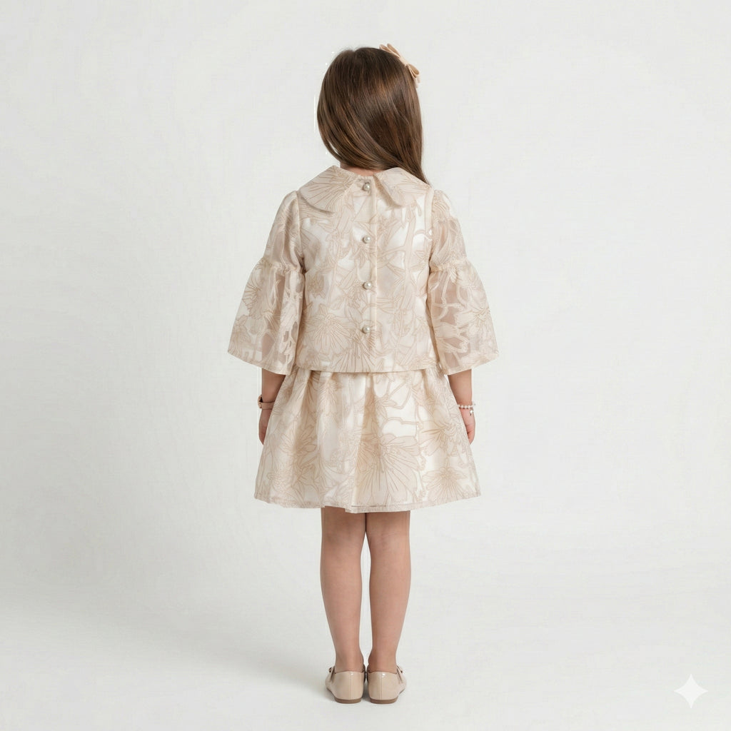 Girls’ Sage Floral Flocked Occasion Set
