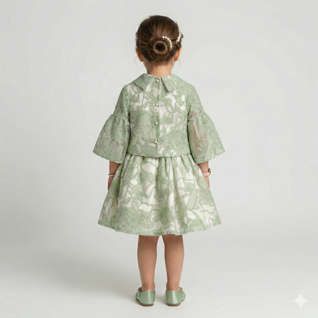 Toddler Floral Flocked Mesh Peplum Set