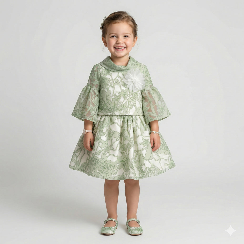 Toddler Floral Flocked Mesh Peplum Set