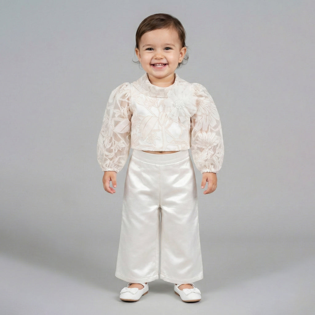 Toddler Botanical Puff-Sleeve Blouse & Trouser Set