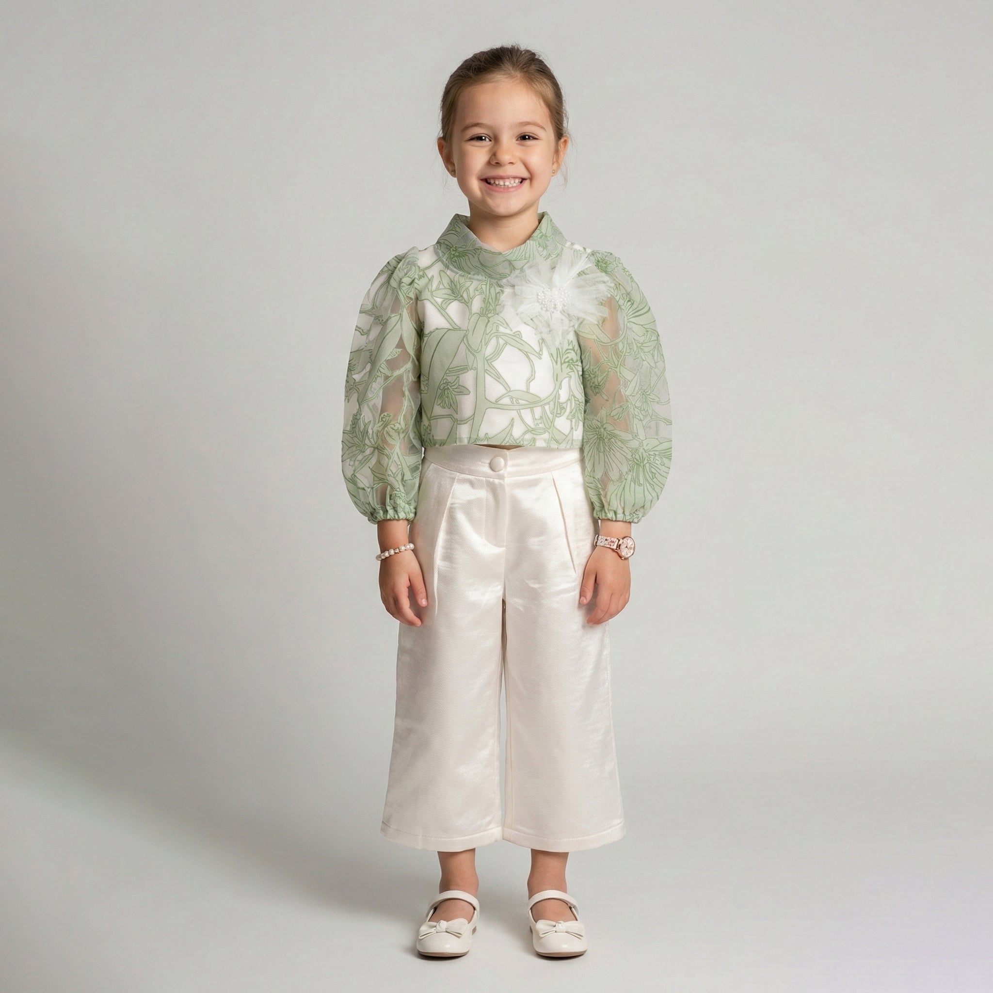 Sophisticated Botanical Blouse & Tailored Trouser Set