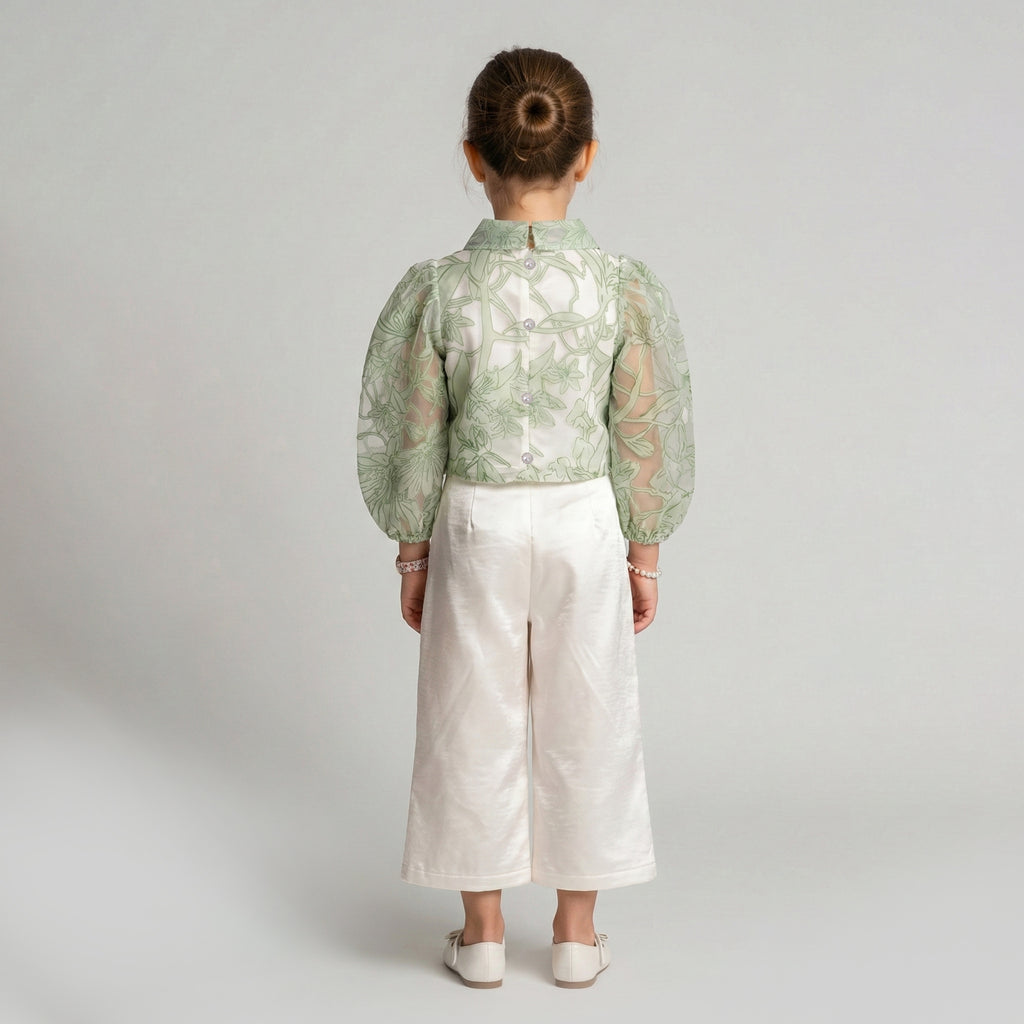 Sophisticated Botanical Blouse & Tailored Trouser Set