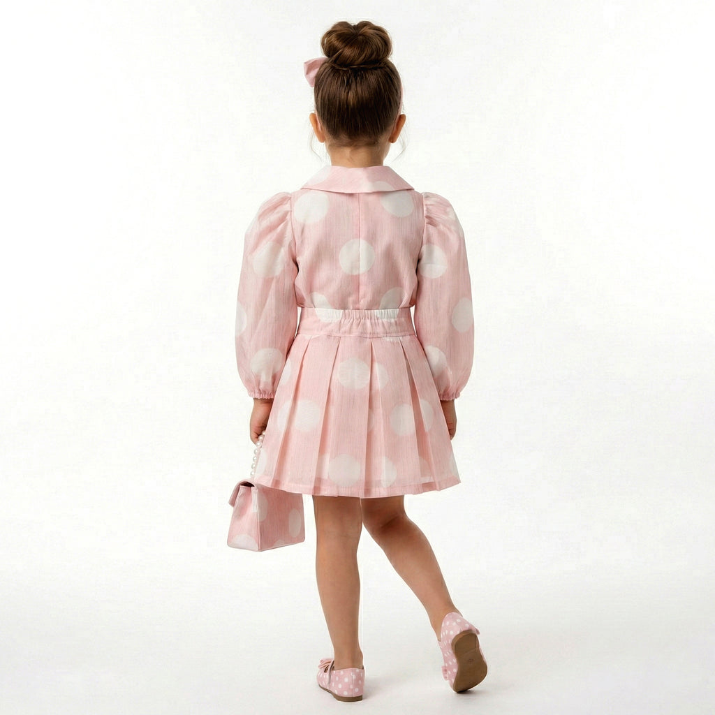Enchanting Polka-Dot Dress – Soft Pink