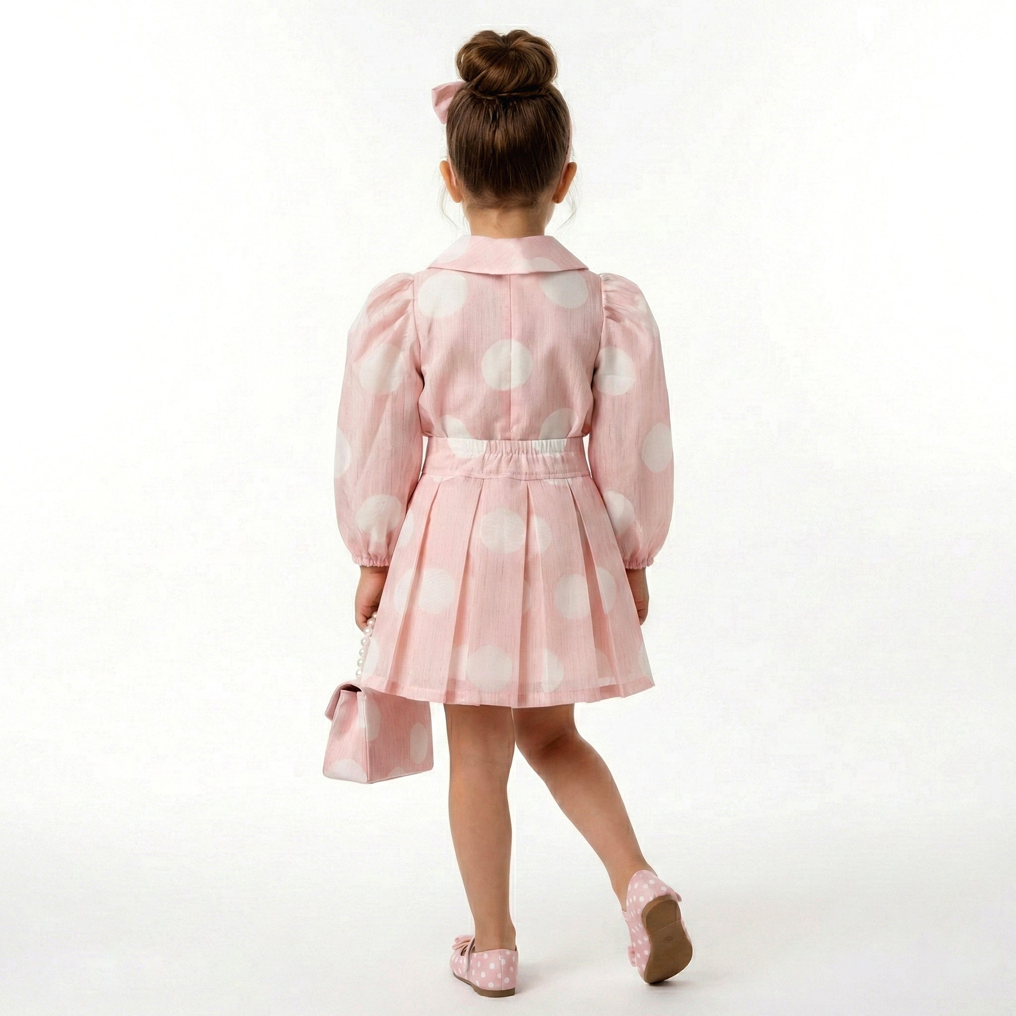 Enchanting Polka-Dot Dress – Soft Pink