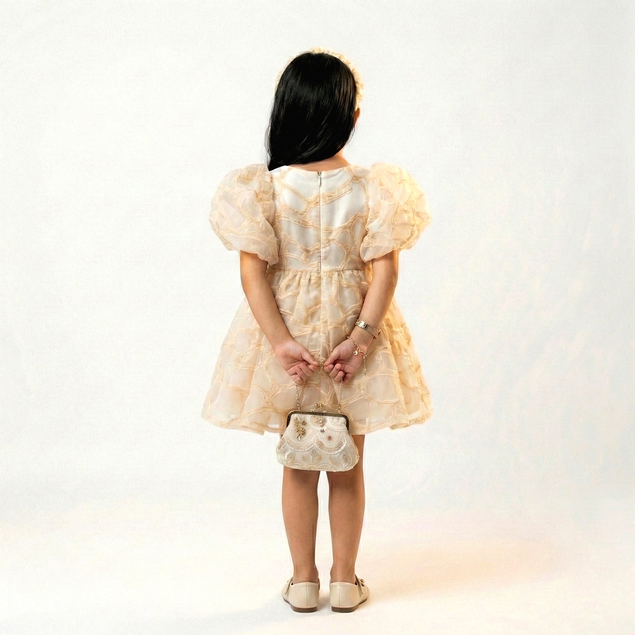 Girls Frock Pink-Baige 2