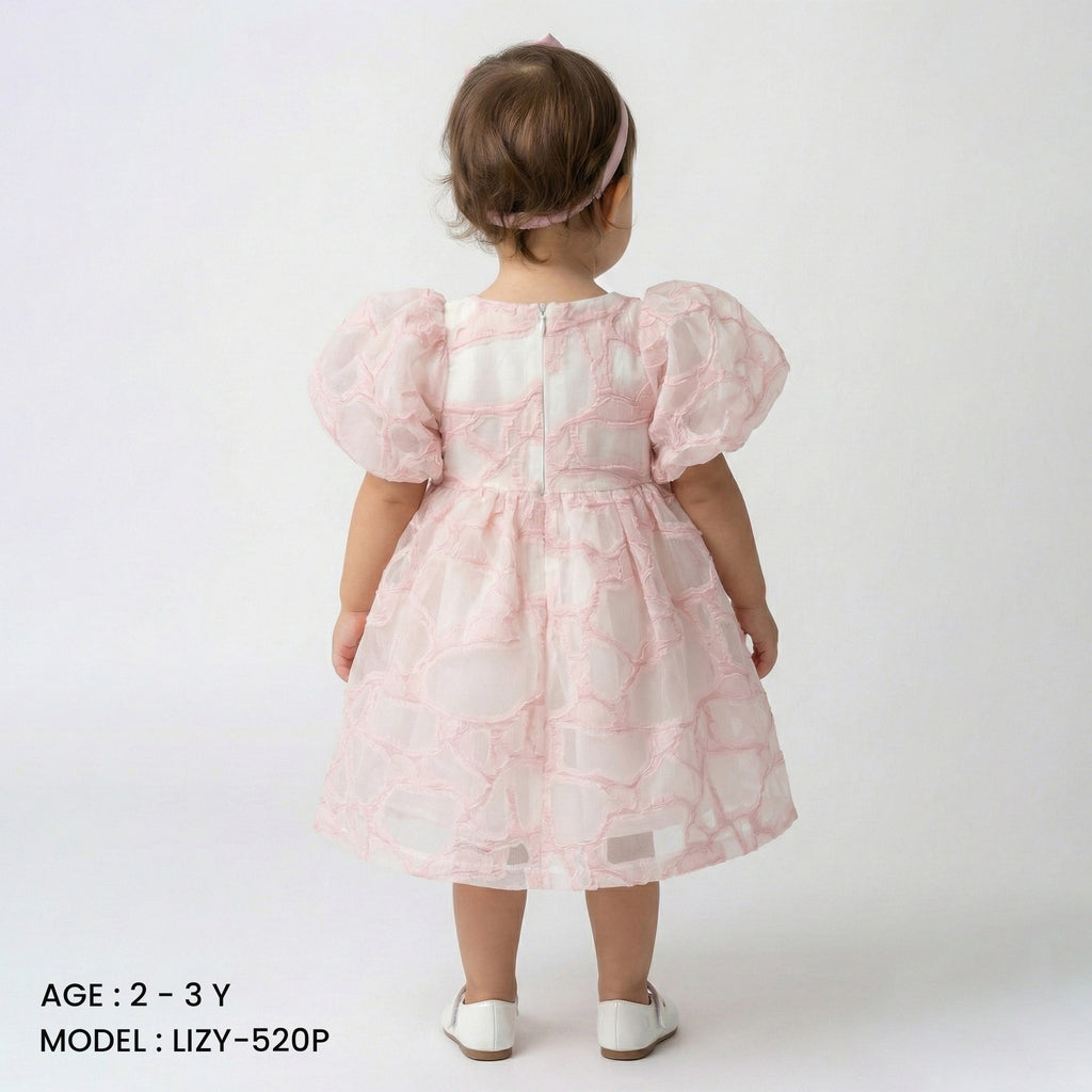 Baby’s First Gala – Champagne Organza Puff Dress with Oversized Satin Bow