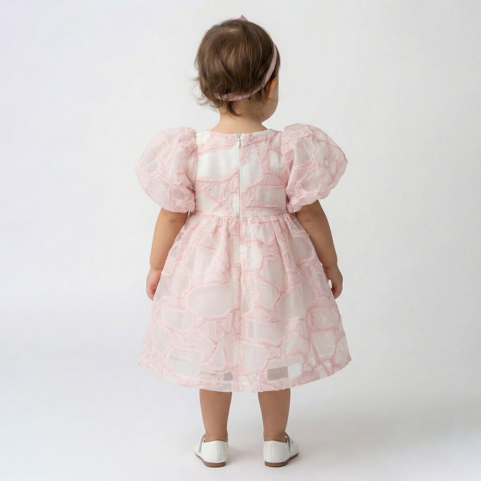 Girls Frock Pink-Baige 2