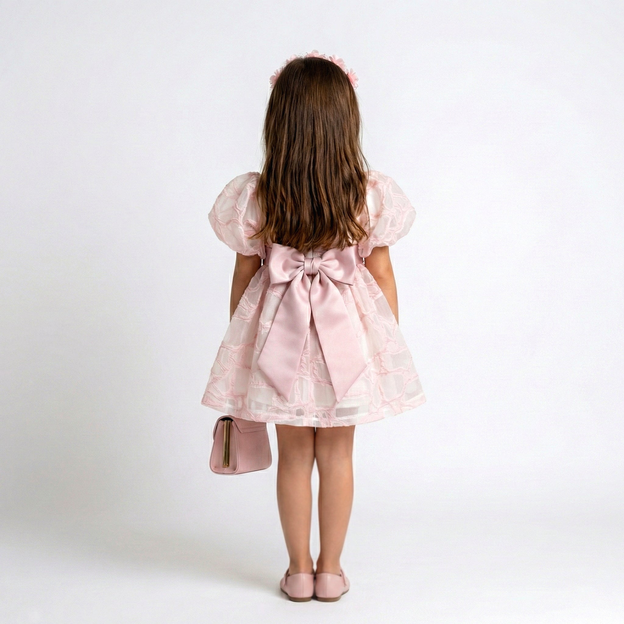 Girls Frock Pink-Baige 2