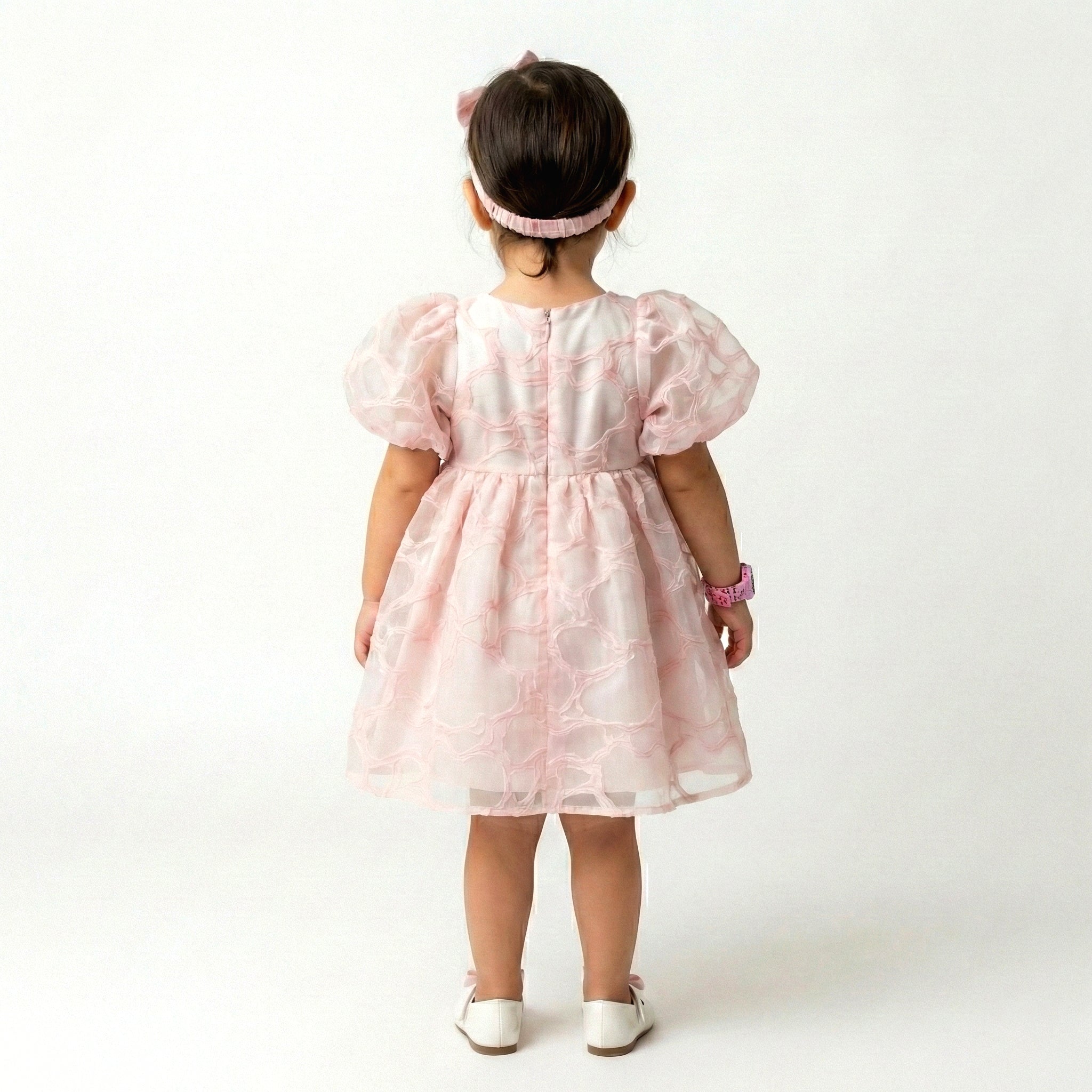 Dreamy Champagne Party Dress – Textured Organza Tulle with Statement Bow