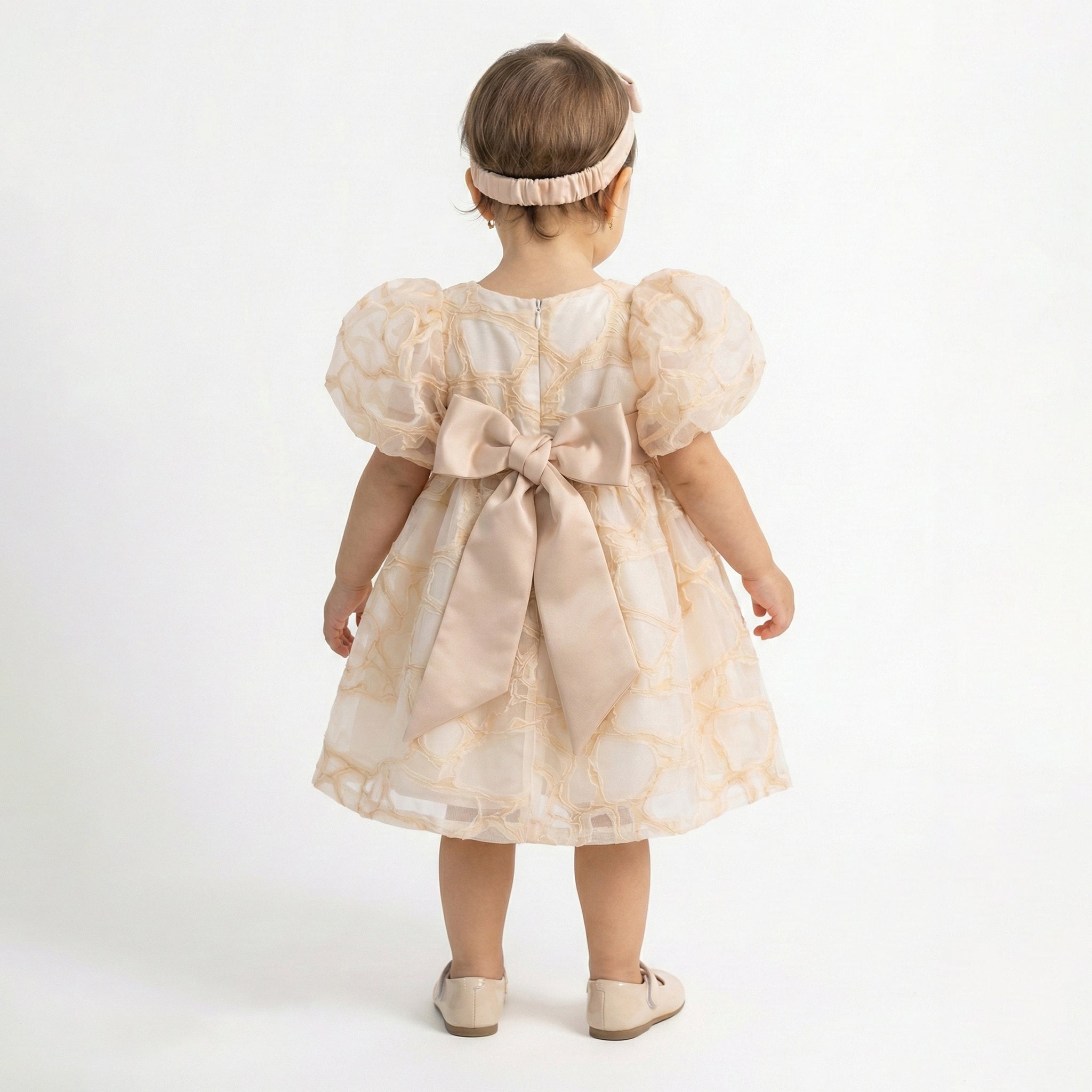 Girls Frock Pink-Baige 2