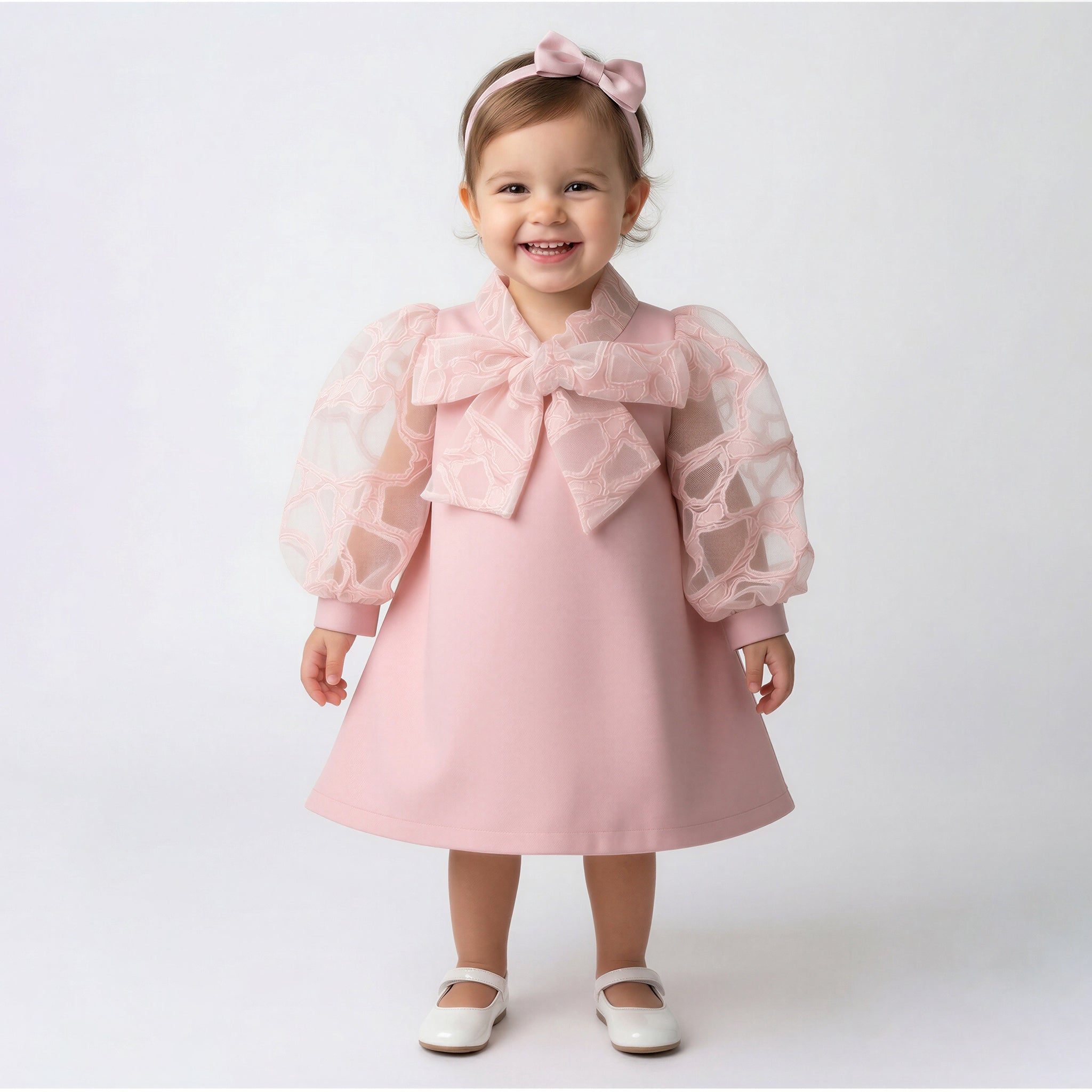 Girls Frock Pink -Baige
