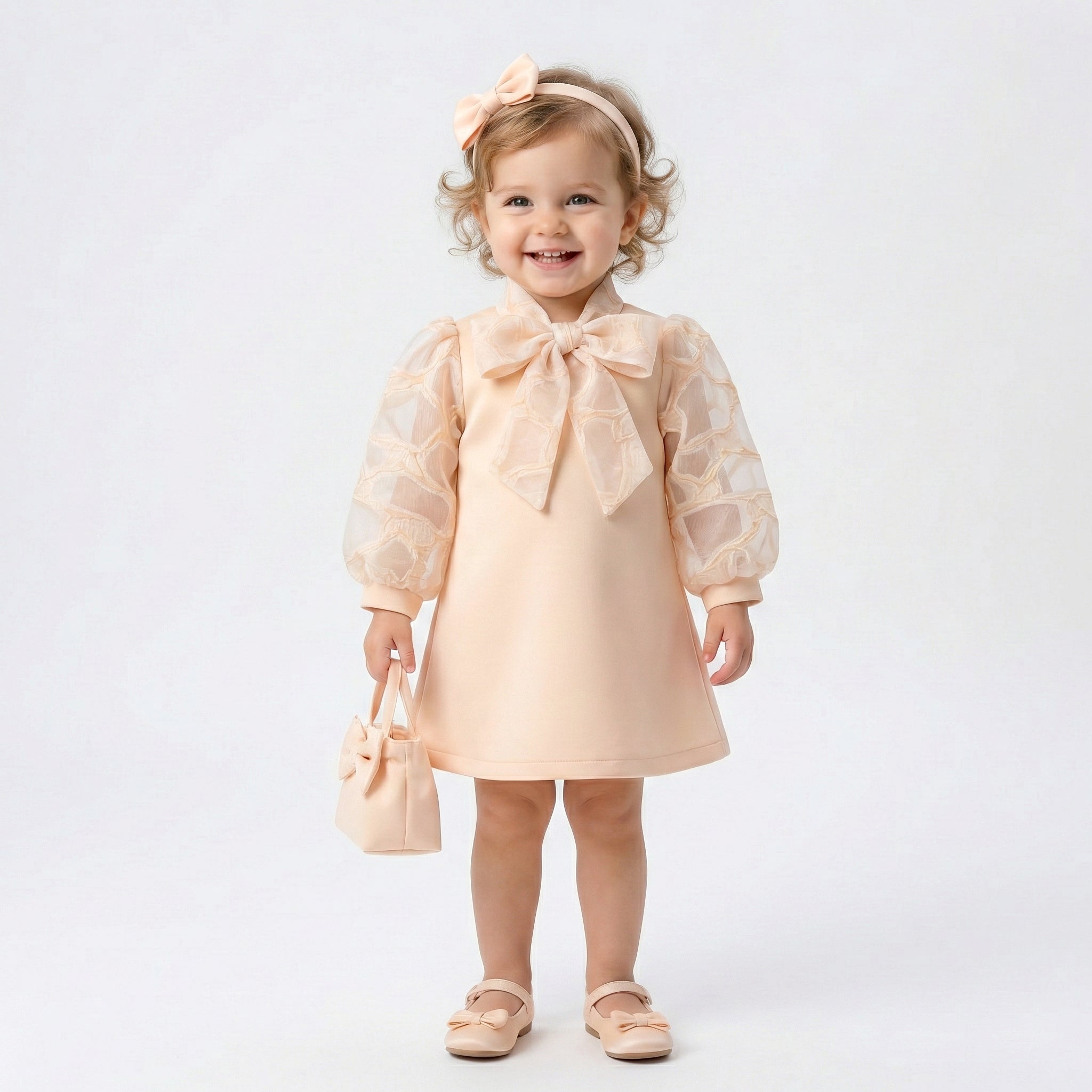 Girls Frock Pink -Baige