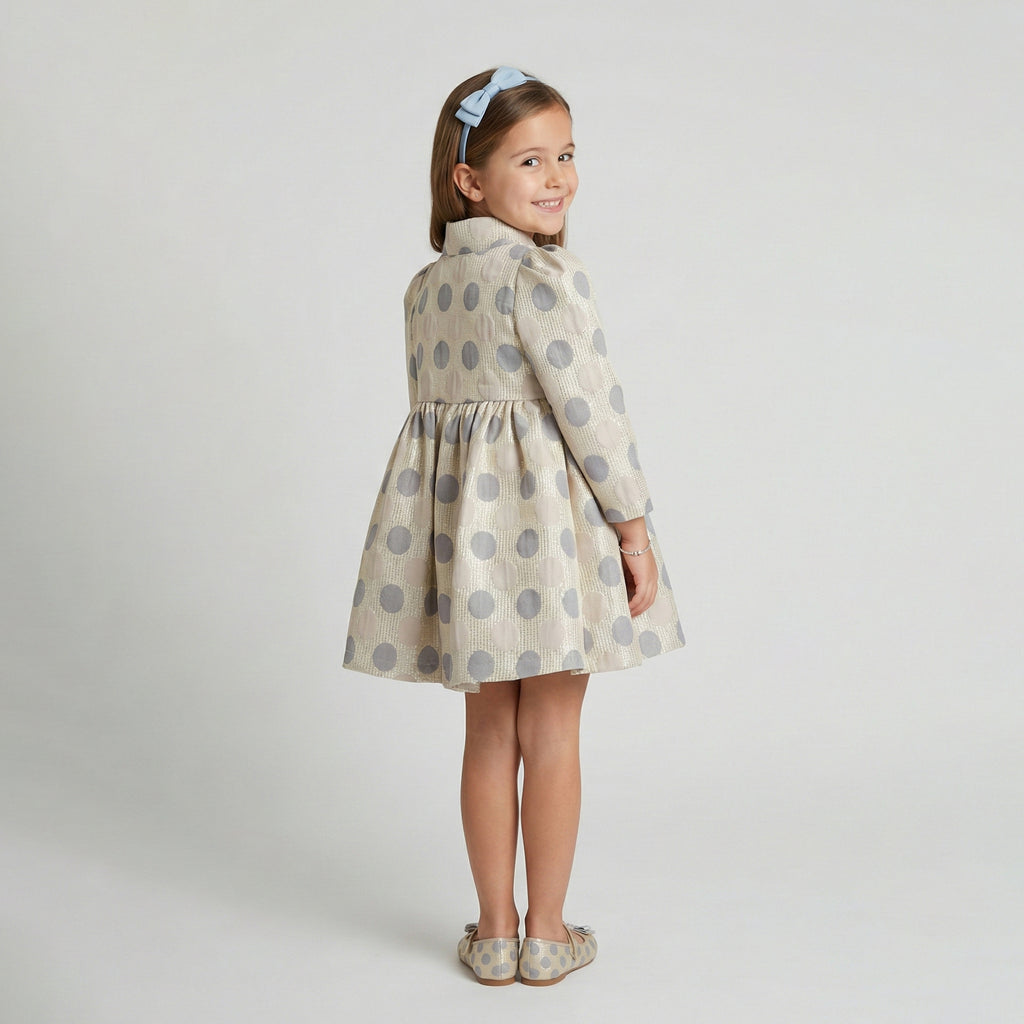 Girls' Sophisticated Floral Embroidered Occasion Dress with Flutter Sleeves