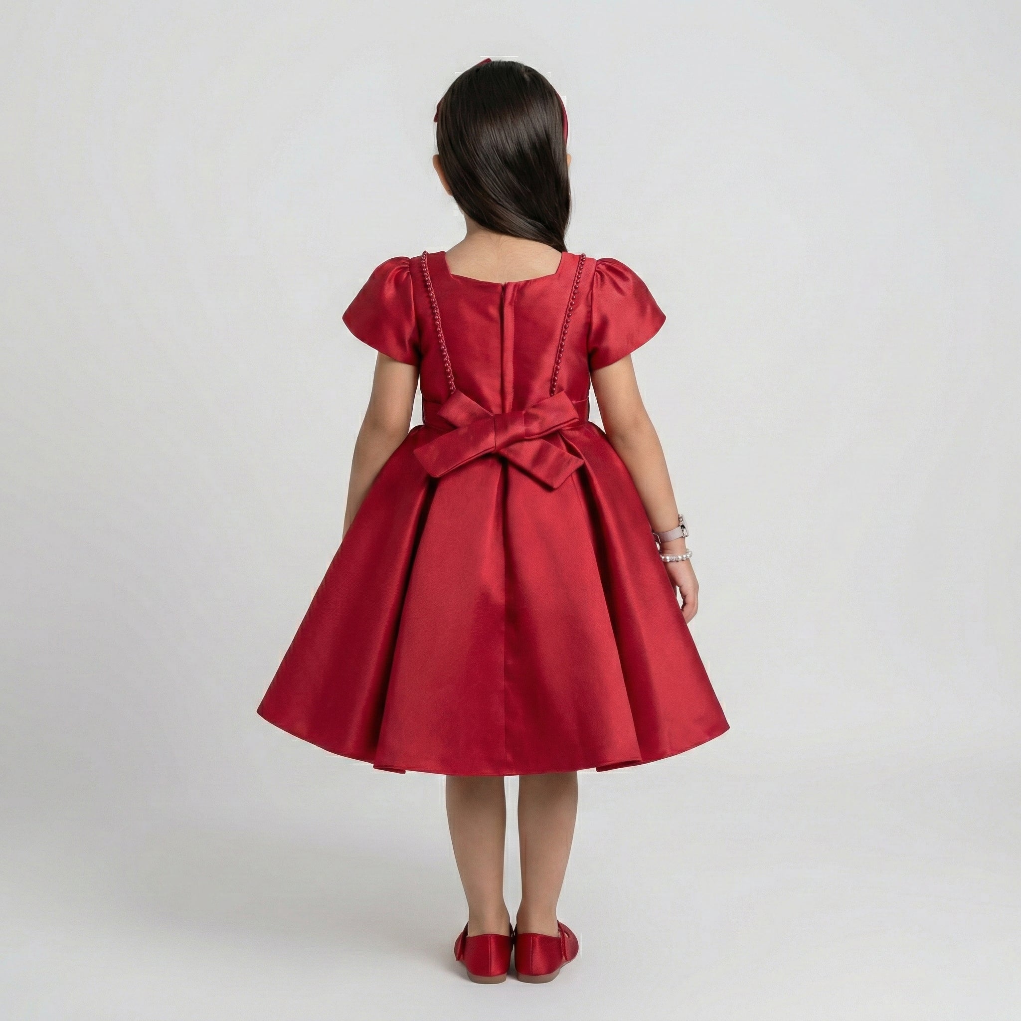 Graceful Minimalist Satin A-Line Occasion Dress with Signature Side Bow
