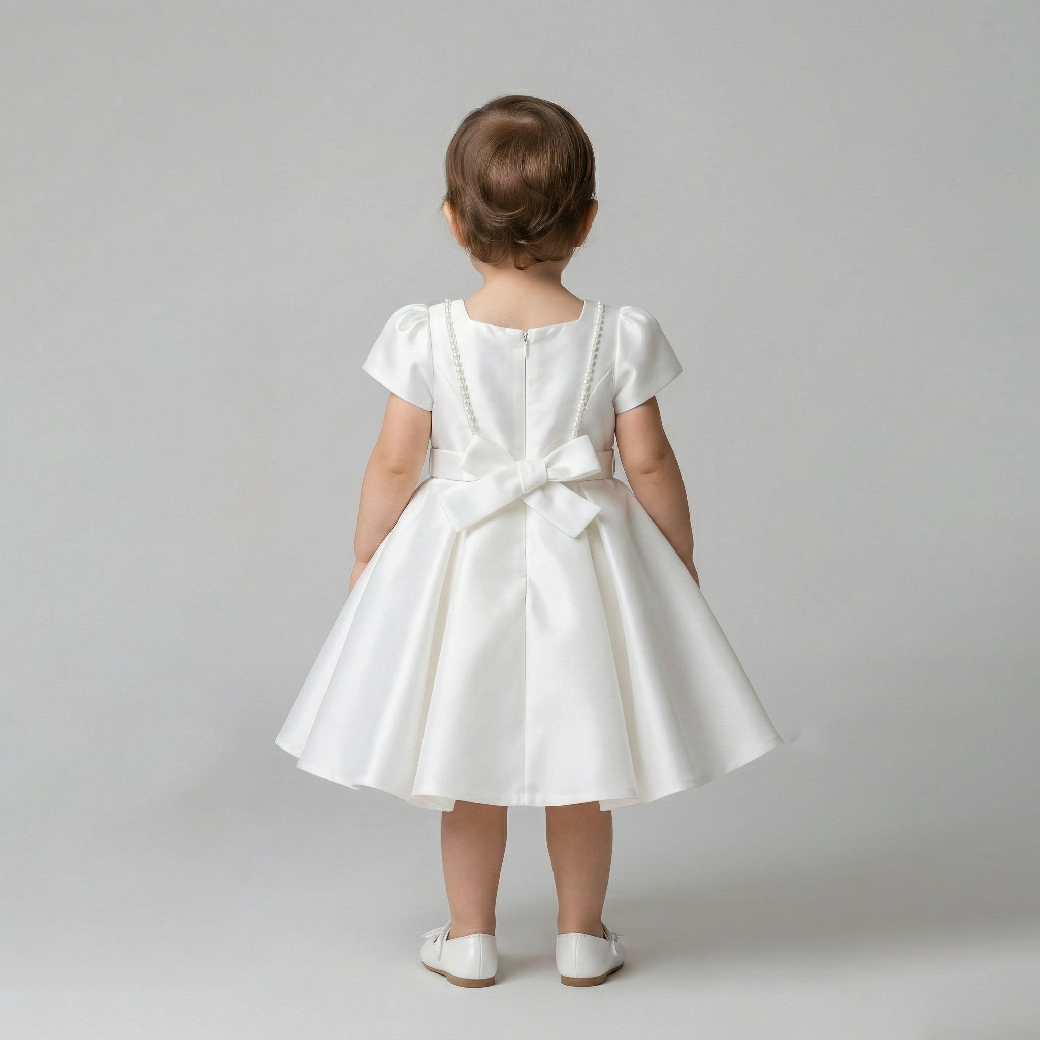 Sweet Minimalist Satin A-Line Occasion Dress with Signature Side Bow