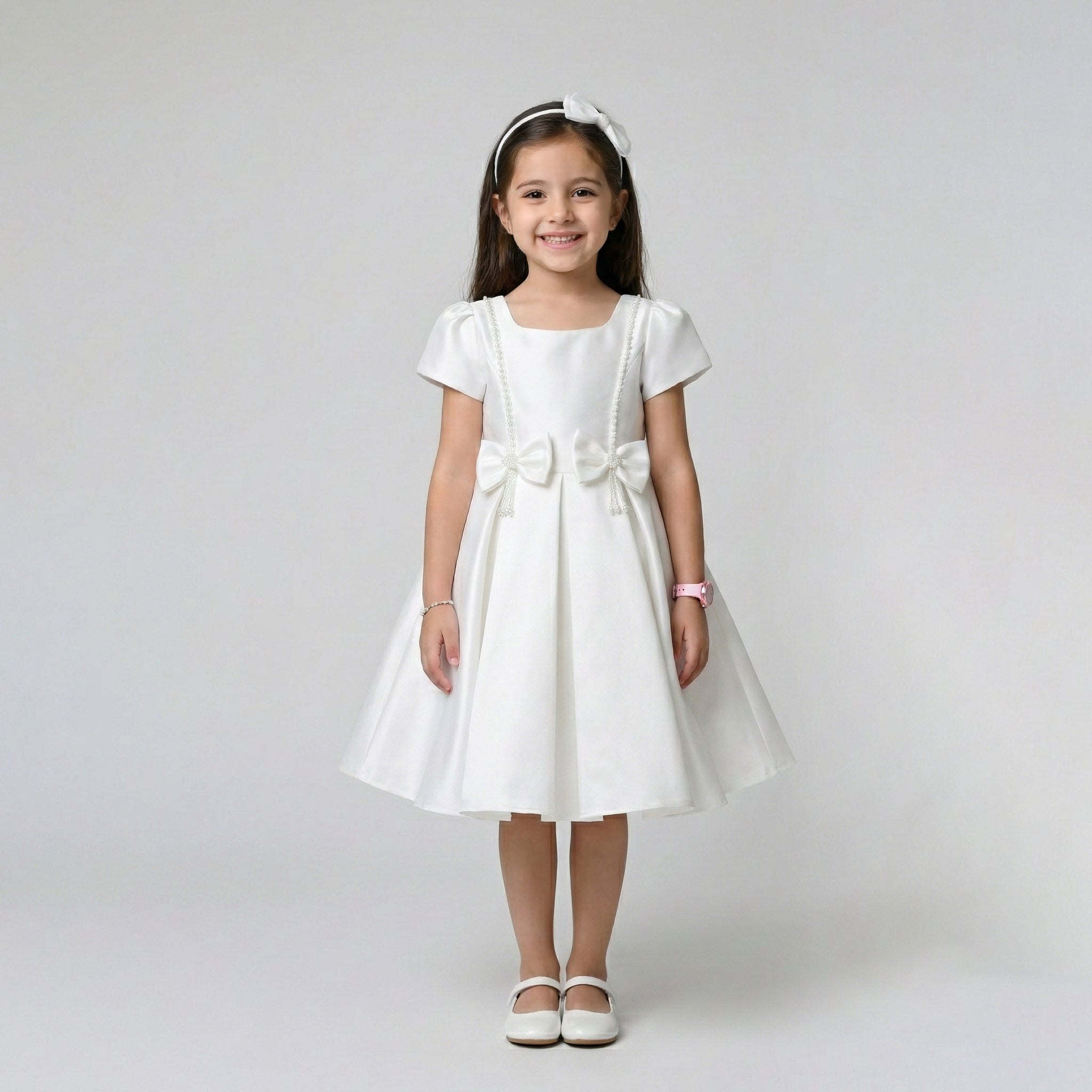 Graceful Minimalist Satin A-Line Occasion Dress with Signature Side Bow