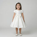 Classic Minimalist Satin A-Line Occasion Dress with Signature Side Bow