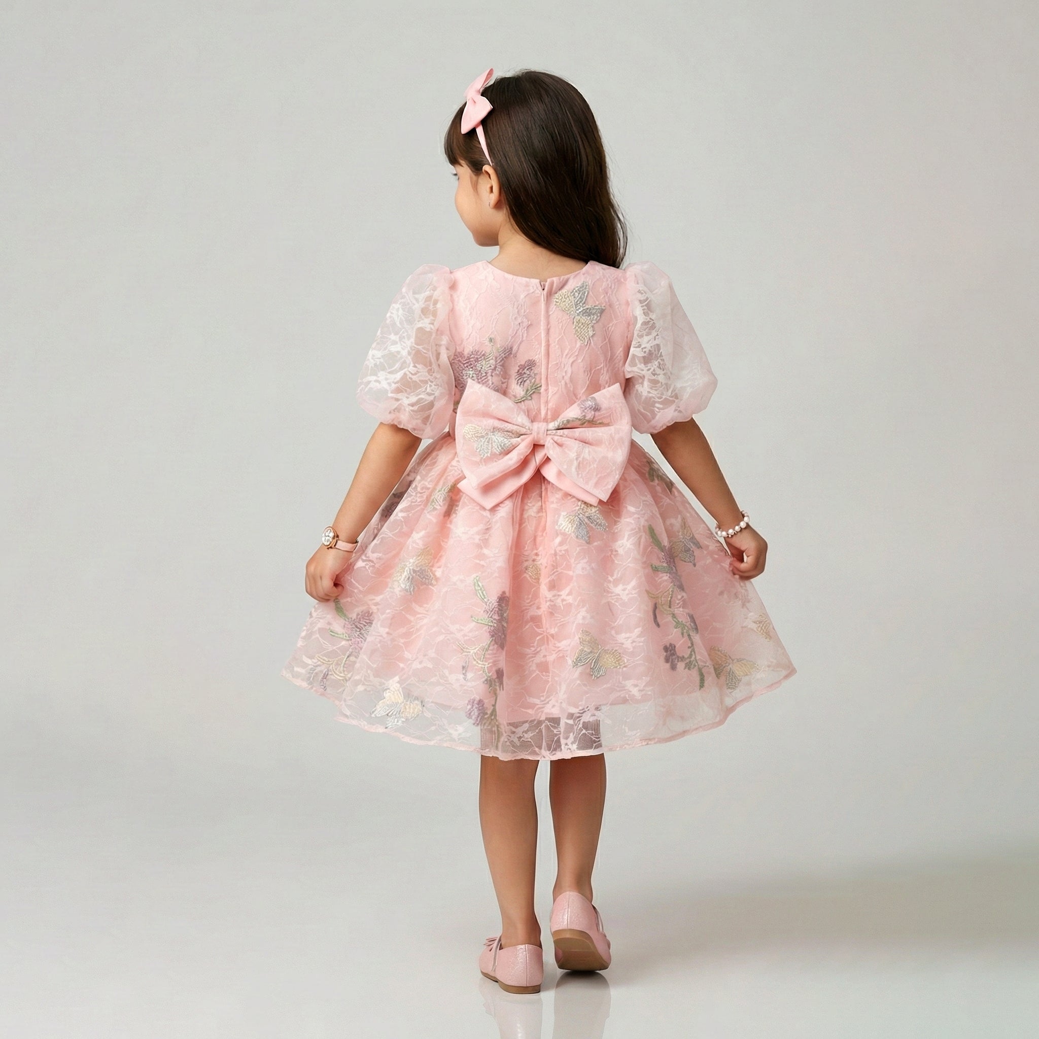 Girls' Elegant Satin & Ruffled Tulle Gala Dress