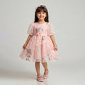 Girls' Elegant Satin & Ruffled Tulle Gala Dress