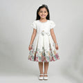 Girls' Elegant Floral-Print Occasion Dress with Classic Bow