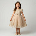 Girls' Elegant Embossed A-Line Coat with Pearlescent Accent