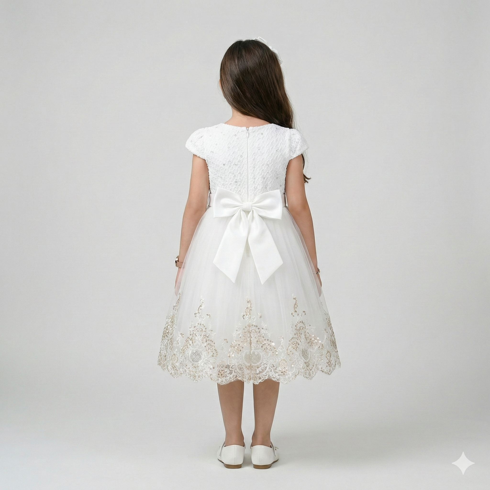 Girls' Boutique Embossed Gala Coat with Velvet & Pearl Details