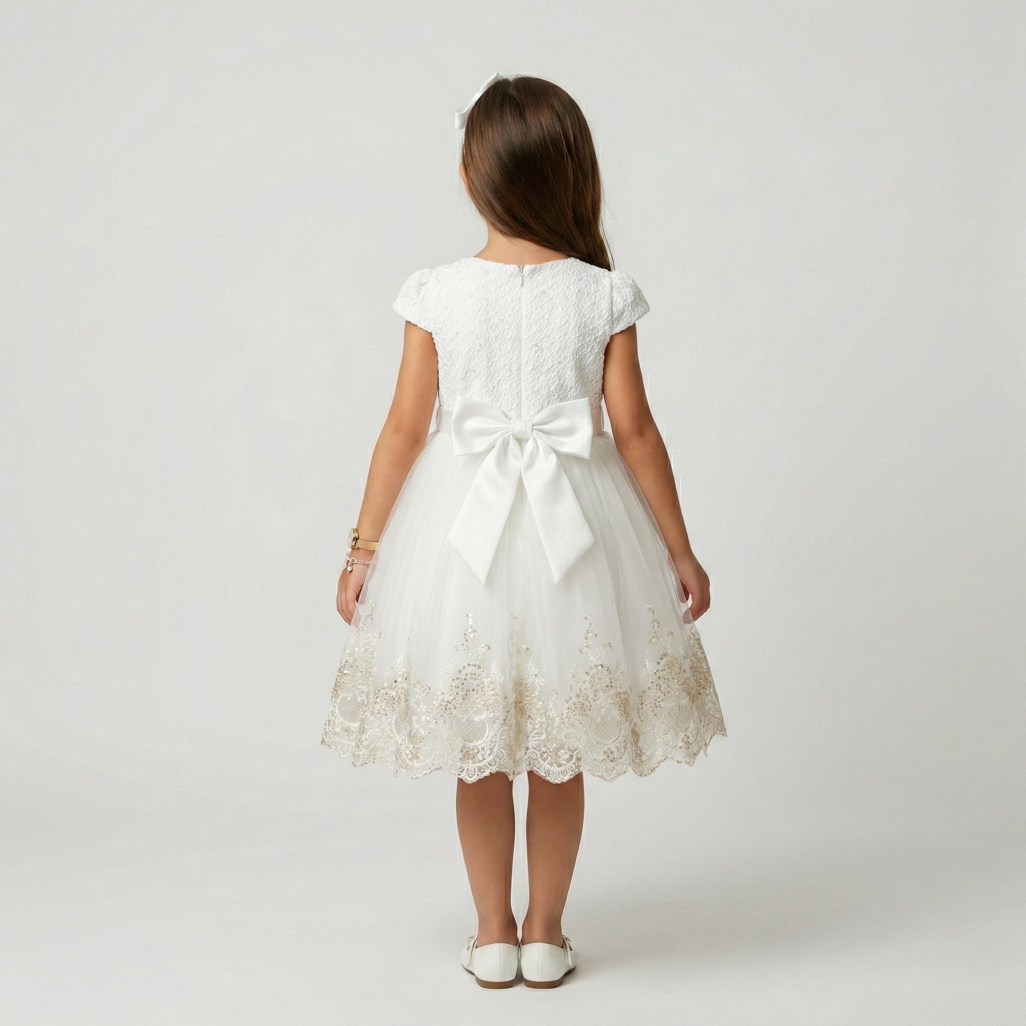 Girls' Sophisticated Floral-Pattern Occasion Coat