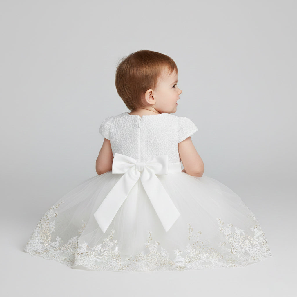 Toddler Embossed Floral Coat with Soft Velvet Bow