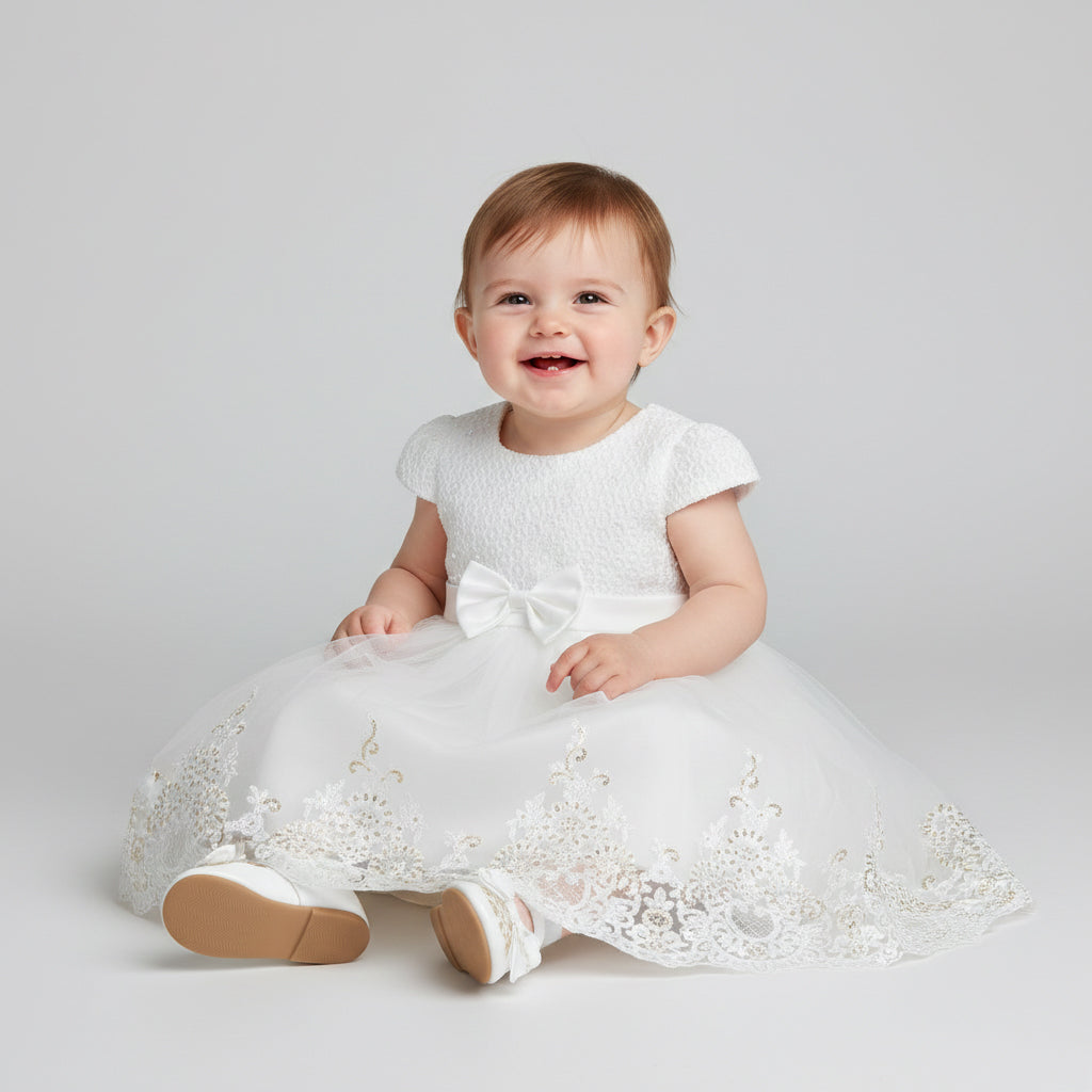 Toddler Embossed Floral Coat with Soft Velvet Bow