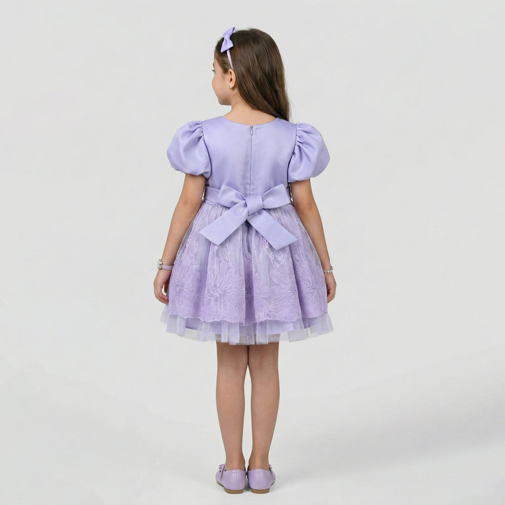 Girls' Boutique Lace-Appliqué Gala Dress