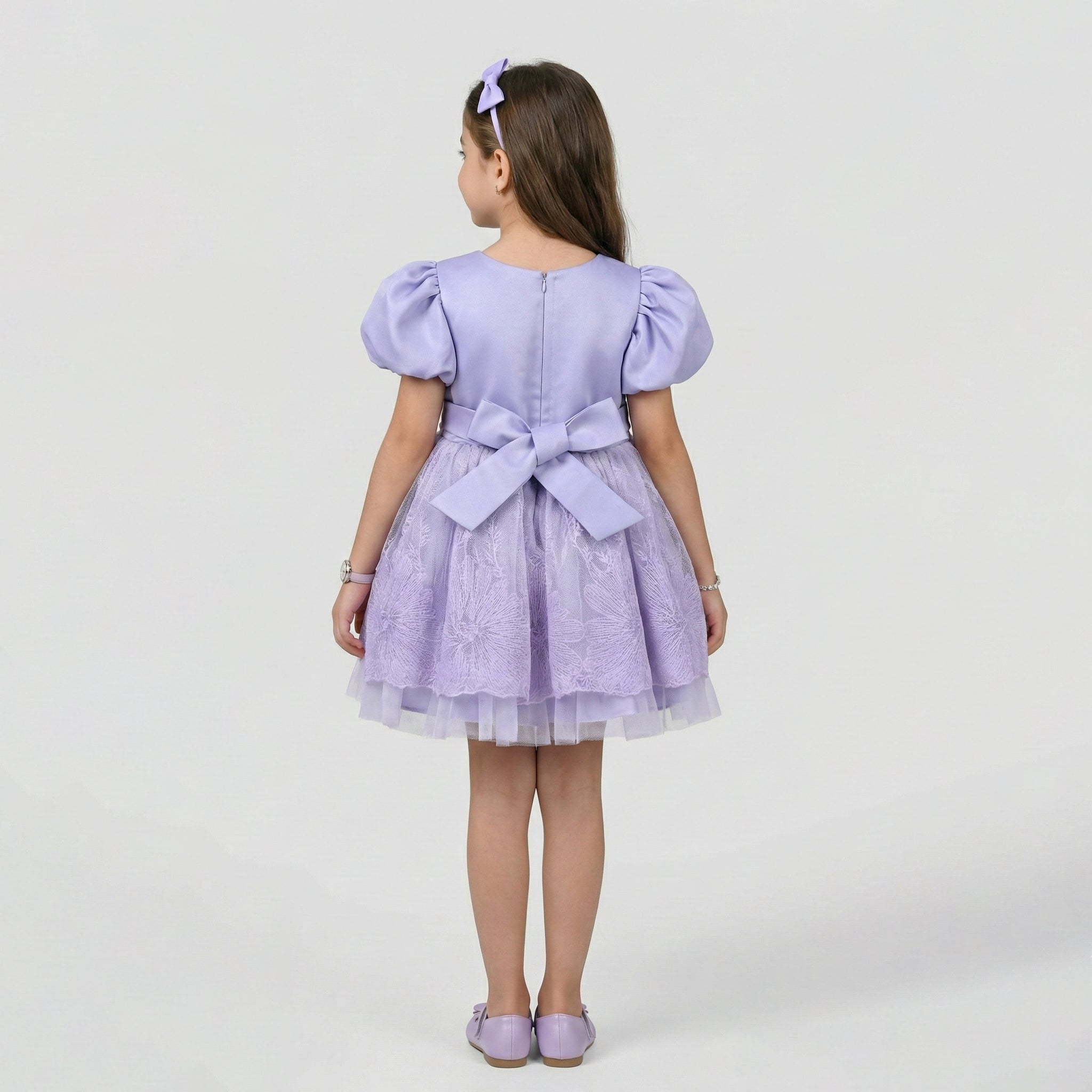 Girls' Boutique Lace-Appliqué Gala Dress
