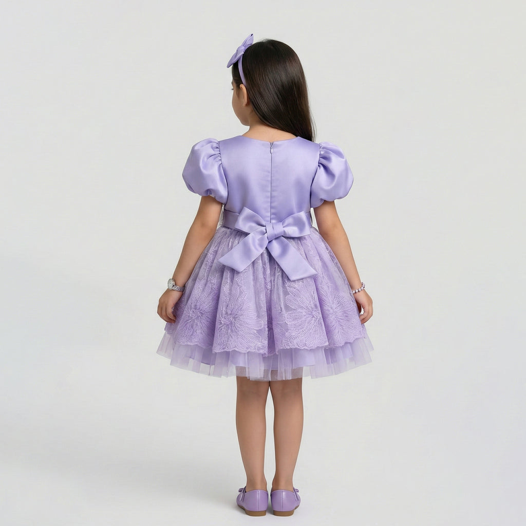 Girls' Elegant Embroidered Tulle Gala Dress