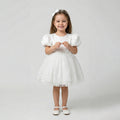 Girls' Whimsical Lace-Bodice Tulle Dress with Scalloped Hem
