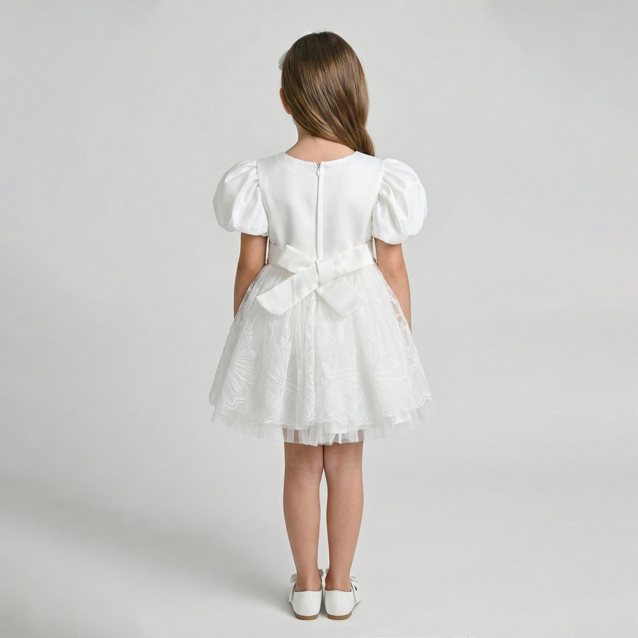 Girls' Boutique Lace-Appliqué Gala Dress