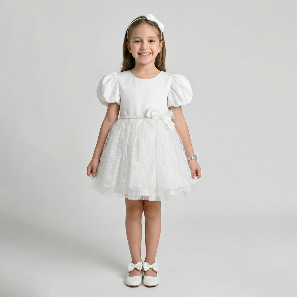 Girls' Boutique Lace-Appliqué Gala Dress