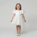 Girls' Sophisticated Lace-Overlay Tulle Formal Gown