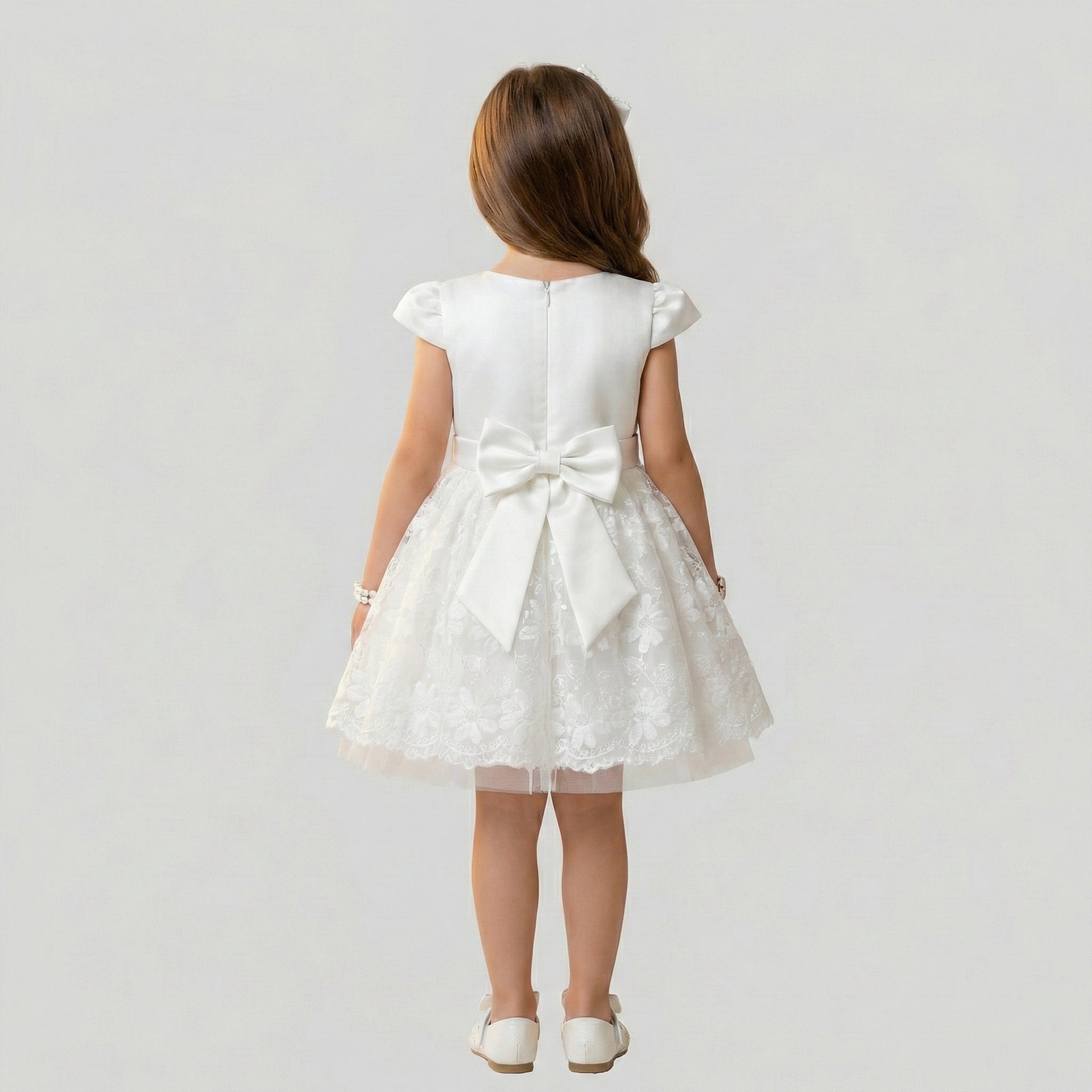 Girls' Sophisticated High-Fashion Coat with Dimensional Floral Accent