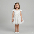 Girls' Elegant Structured Occasion Coat with Floral Detail