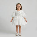 Girls' Elegant Lace-Overlay Gala Dress with Flutter Sleeves