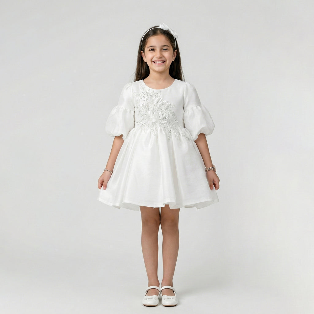Girls' Boutique Lace-Appliqué Gala Dress with Tulle Flare