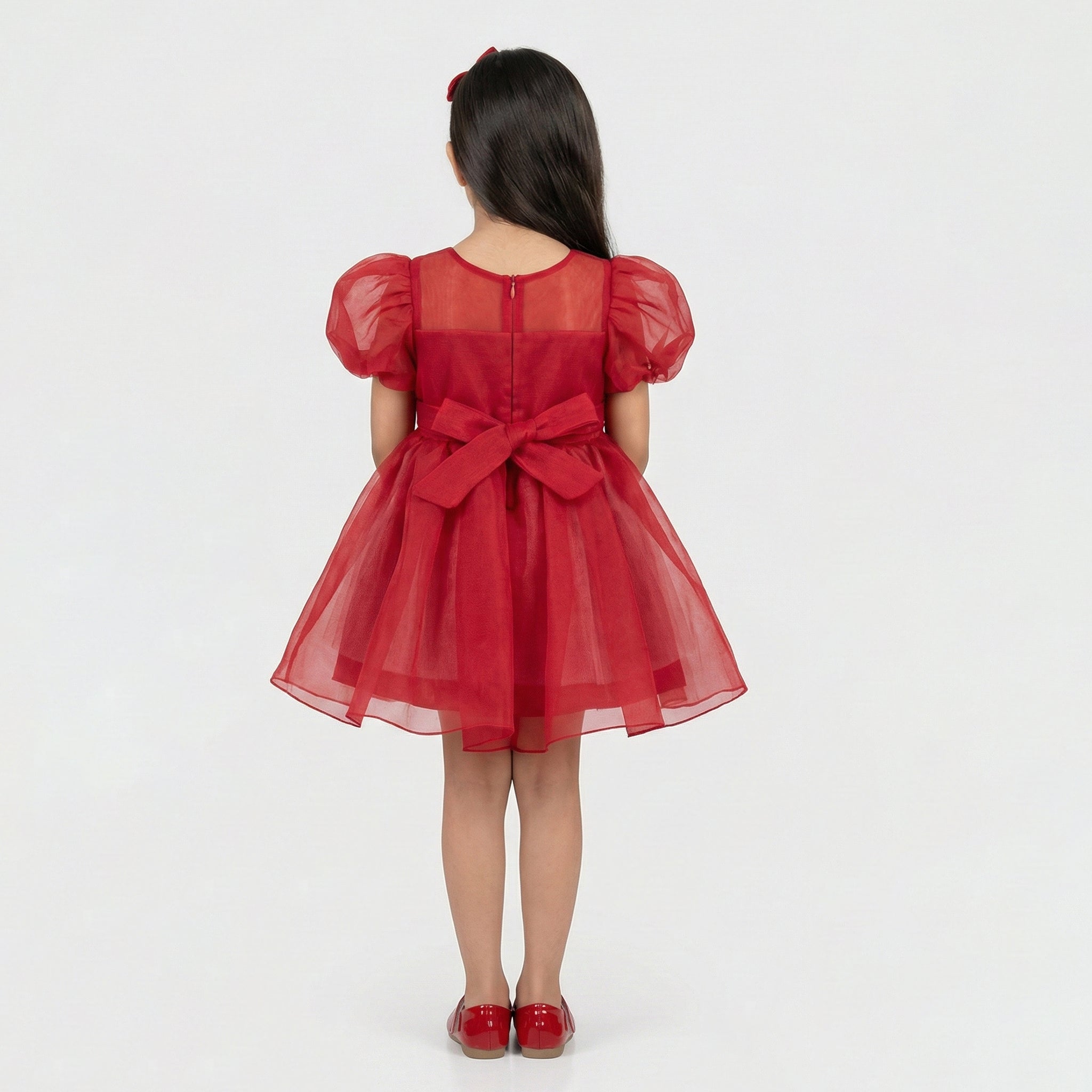 Girls’ Elegant Floral Applique Occasion Dress
