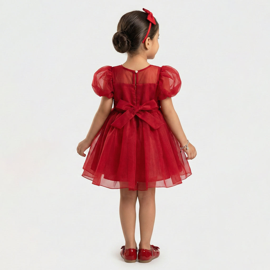 Girls’ Classic Floral Tulle Occasion Dress