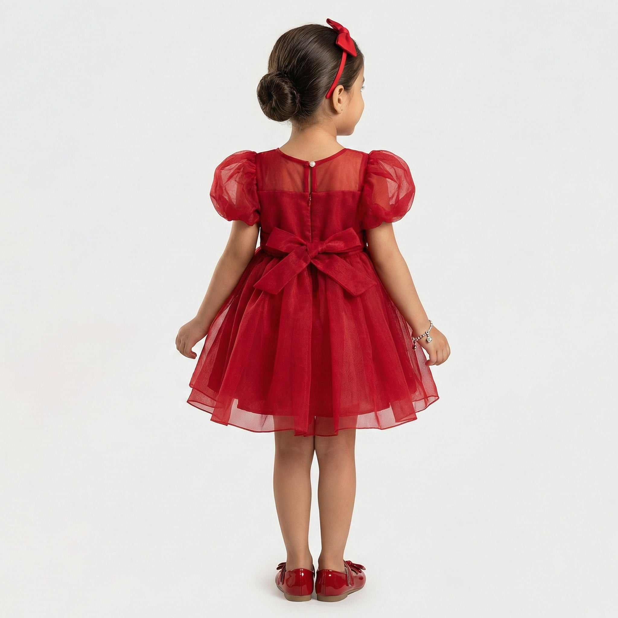 Girls’ Classic Floral Tulle Occasion Dress