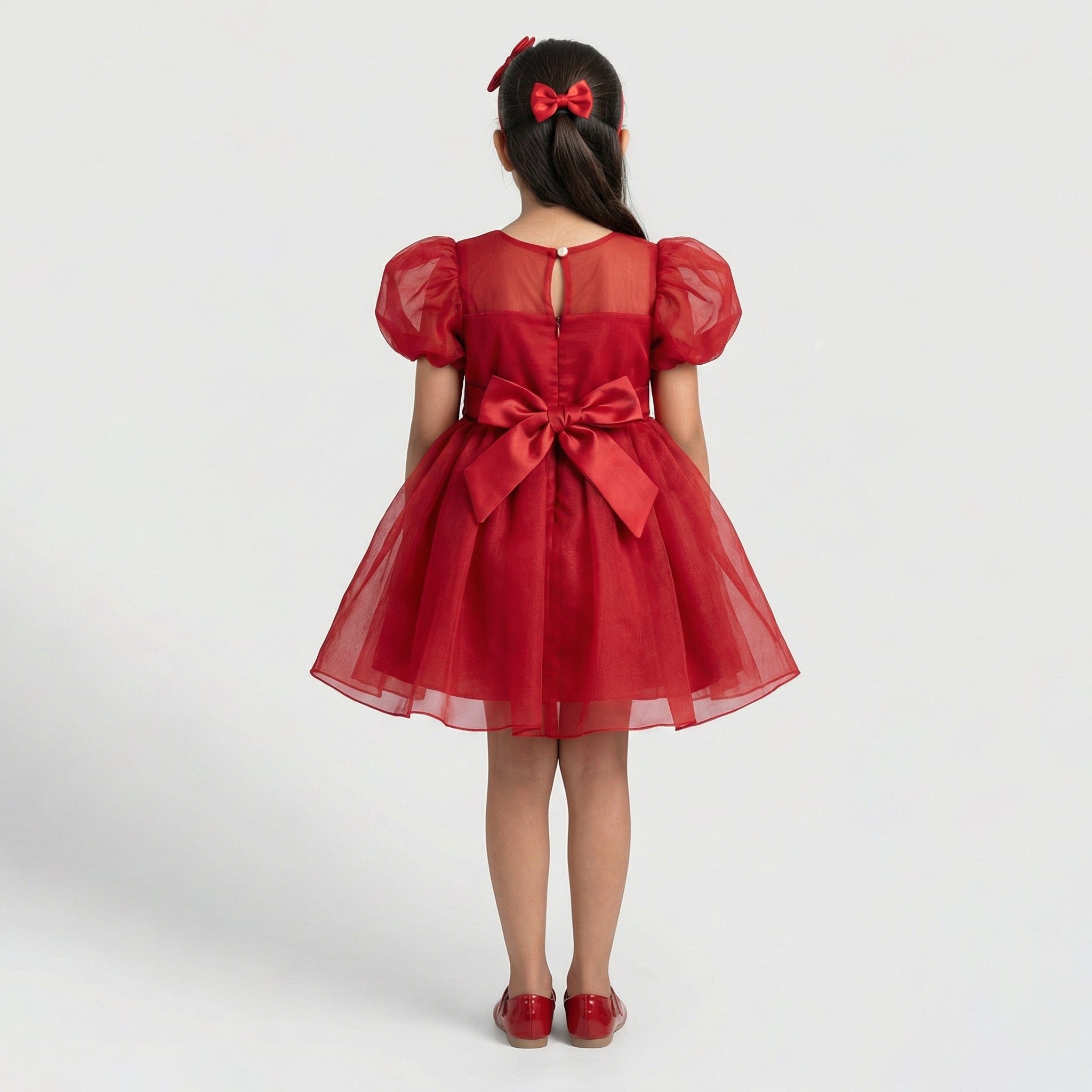Girls' Ruby Shimmer Organza Holiday Party Dress